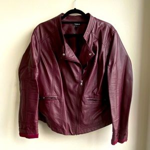 Bordeaux Faux Leather Jacket
